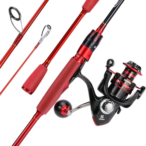 Sougayilang Baitcasting&Spinning Fishing Rod and Reel Combos,Two Pieces Light Weight Pole with High Speed Smooth Powerful ...