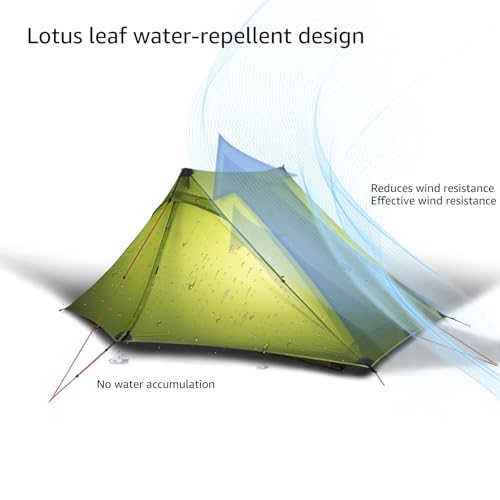 Upgraded 3FULGEAR Lanshan 2 Pro Ultralight 2-Person Tent, 3-4 Season Backpacking Tent, 20D Double-Sided Silicone Trekking ...