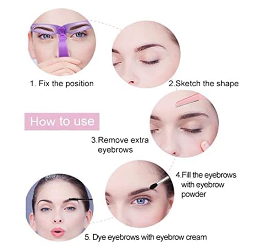 1Pc Pouple Eyebrow Shaping Kit,Eyebrow Template,8 Styles Reusable Eyebrow Stencil with Handle and Strap, Washable, Eyebrow Color