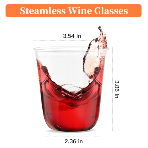 WELLIFE 12 oz Clear Plastic Cups, 100 Pcs Disposable Wine Glasses Stemless Cocktail Punch Cups for Cold Drinking Wedding P...