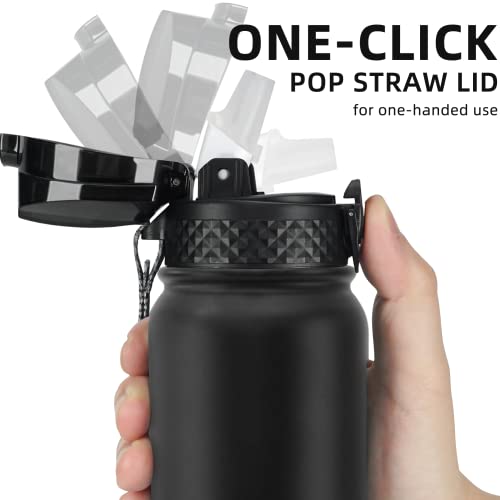 Fanhaw 20 oz Insulated Stainless Steel Water Bottle with Straw Lid, Leakproof & Anti-Dust Sports Bottle for Kids, Women & ...