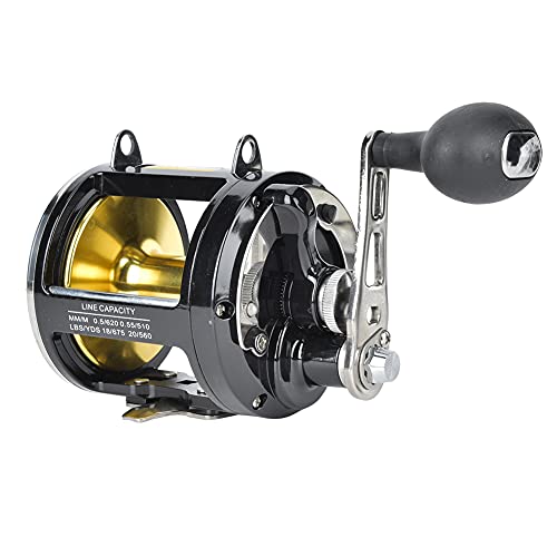 Leapiture TR12000 Saltwater Fishing Reel, Black, Ambidextrous, 8 Stainless Steel Bearings, Trolling, Casting