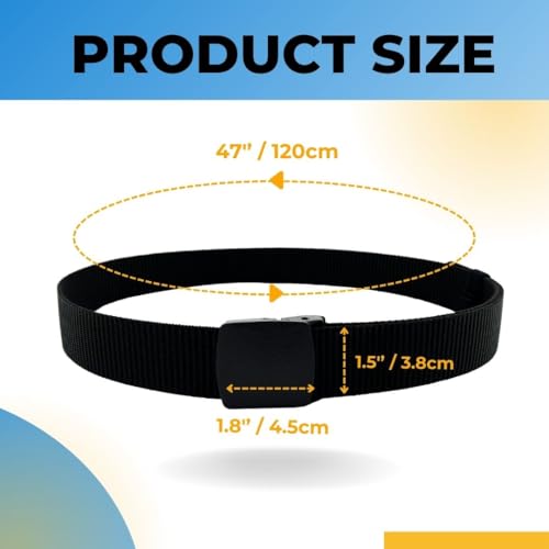 Nylon Belts for Men Military Tactical Slide Plastic Buckle Belt Adjustable No Holes Canvas Web Belt Outdoor