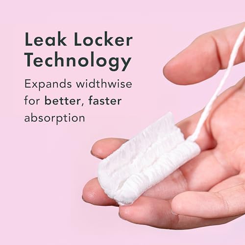 Rael Tampons, Compact Applicator - Made with Organic Cotton, Heavy Absorbency, BPA-Free, Chlorine Free, Leak Locker Techno...