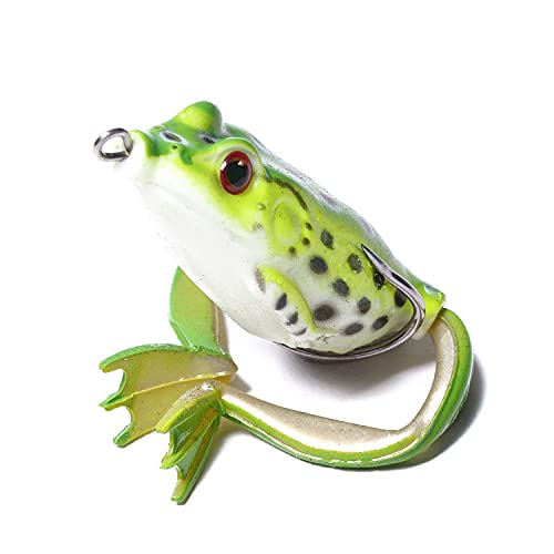 LURESMEOW Frog Lure, Topwater Fishing Lures, Frog Lures for Bass Fishing, Top Water Frog Soft Swimbaits with Weedless Fish...