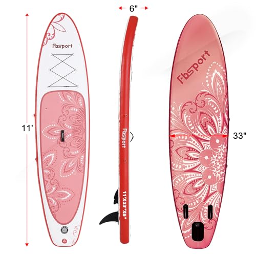FBSPORT 11' Premium Stand Up Paddle Board with Durable SUP Accessories & Carry Bag for Youth & Adult, 20PSI High Pressure ...