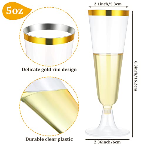 CHENGU 200 Pack Champagne Flutes Cups Plastic 5 Oz Wine Glasses Disposable Toasting Champagne Flutes for Wedding Party Pla...