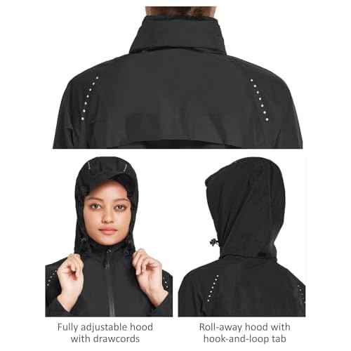 baleaf Women's Rain Jackets Waterproof Windbreaker Packable Running Lightweight Cycling Jacket Reflective Hooded