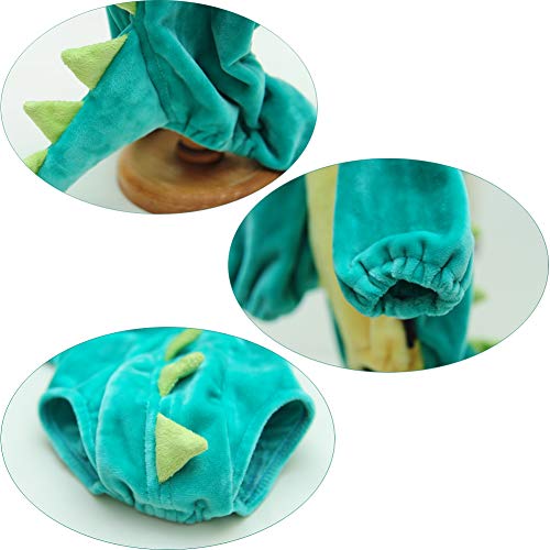 NIULA Dinosaur Dog Halloween Costume Pet Dino Hoodie for Small & Medium Dogs Green (Green,M)