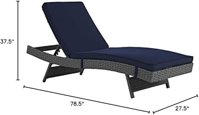 Hawthorne Collections Adjustable Patio Chaise Lounge in Canvas Navy