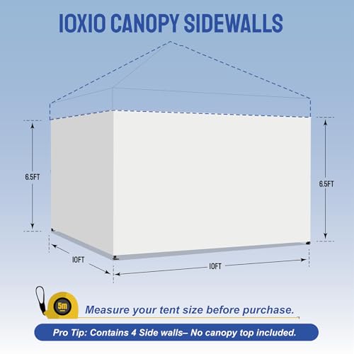 CROWN SHADES 10x10 Canopy Sidewalls (4pck) - Canopy Walls 10x10, Sidewalls for Canopy - Canopy Cover, Canopy Accessories, ...