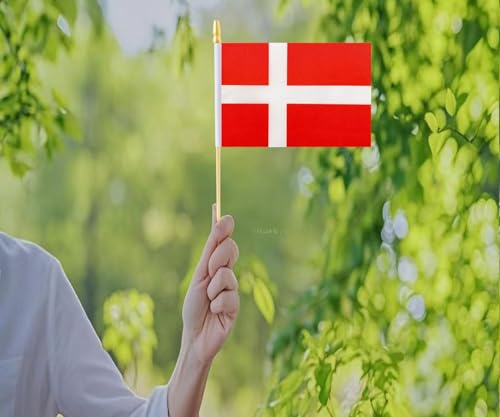 10 Pack Denmark Flags - DK Handheld Flag- 5x8 in,Danes Mini Flag. Suitable For Party Decorations, Store Displays, Bar Deco...