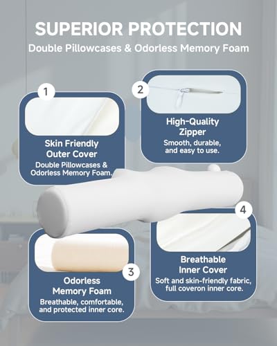 SMDR Adjustable Cervical Neck Pillow with Air Cushion, Ergonomic Bolster for Neck and Shoulder Support, Firm Polyurethane ...