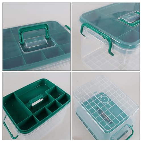 Yesdate 1 Pack Plastic Medicine Storage Kit with Tray, First Aid Storage Box with Handles, Clear Household First Aid Organ...