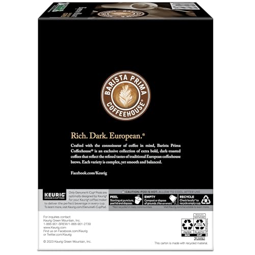 Barista Prima Coffeehouse Espresso Roast Coffee, Keurig Single Serve K-Cup Pods, 96 Count