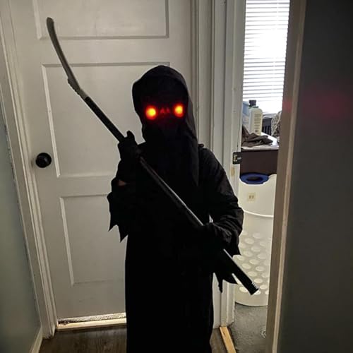 Holiberty Glowing Red Eyes Glasses Grim Reaper Cosplay Halloween Costume Accessory Light up Glasses Eyewear Rave Party Favors