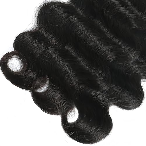 Human Hair Bundles Body Wave 24 26 28 Inch Body Wave Human Hair Weave 3 Bundles Silky Hair Bundles Brazilian 3 Bundles Human Hair Extensions for Women Deals Natural Black Bundles