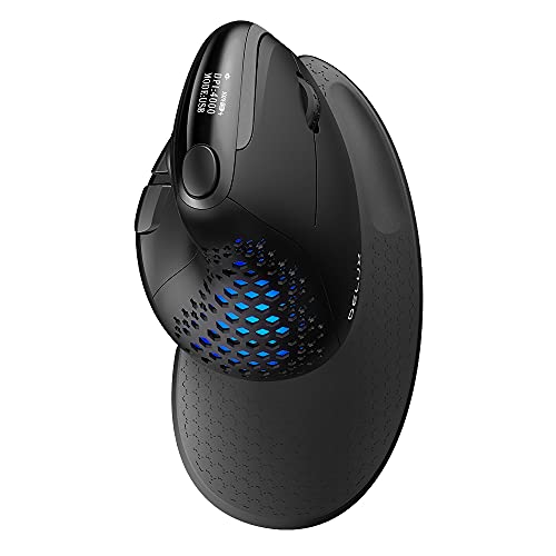 DELUX Seeker Ergonomic Mouse Wireless, Vertical Mouse with OLED Screen, 6 Buttons&Thumb Wheel Function, Silent Click, Up t...