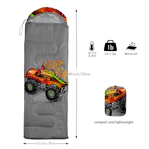 AILONEN Cute Frog Green Camping Sleeping Bag,Lightweight & Waterproof,3 Season Warm & Cool Weather,Travel Portable Compres...