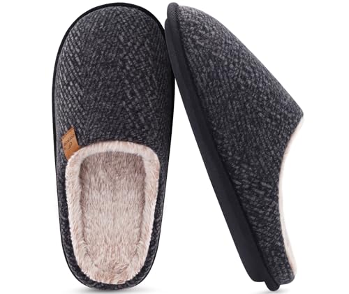 COFACE Mens Cozy Memory Foam Scuff Slippers Casual Slip On Warm House Shoes Indoor/Outdoor Sandal Slippers With Arch Suppo...