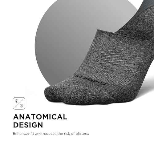 Feetures Elite Light Cushion Invisible Socks - Anti-Slip Sport Sock Liner with Targeted Compression - Gray, Large (3 Pair)