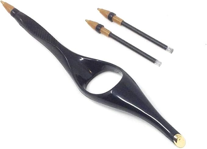 Grandee Ring Pen Ergonomic Ball Point Pen with 2 Refills (Black Ink)