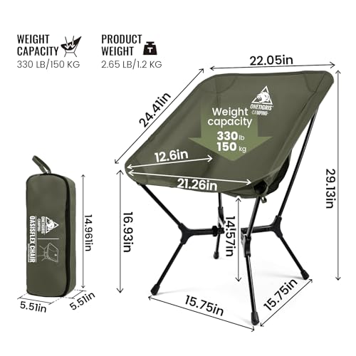 ONETIGRIS OasisFlex Camping Chair,Portable Chair with Carry Bag,Great for Camping,Beach,Picnic,Park,Lawn,Sports and Outdoo...