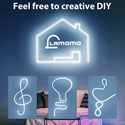 Lamomo White Led Strip Lights, 16.4ft/5m Neon Light Strip, 12V Flex Waterproof Neon LED Strip Silicone LED Neon Rope Light...
