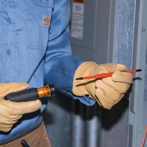 Klein Tools 32288 Insulated Screwdriver, 8-in-1 Screwdriver Set with Interchangeable Blades, 3 Phillips, 3 Slotted and 2 S...