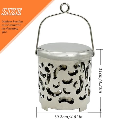 Camping Heater Stove, High Temperature Resistant Tent Heater with Handle Portable Camping Tent Heater Small Stainless Stee...