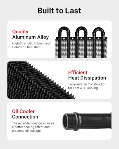 EVIL ENERGY 5/16" Transmission Oil Cooler, 6 Pass Tube and Fin Cooler Kit Universal Aluminium Black…