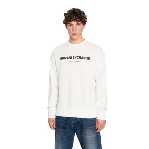 Armani Exchange Men's Limited Edition We Beat as One Capsule French Terry Pullover Sweatshirt, Off White, X-Large