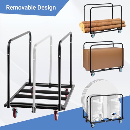 Eastrexon Updated Folding Table Cart, 5" Swivel Wheels Heavy Duty Table Dolly, Drywall Dolly Cart w/ 2000 LBS & 10 Table C...