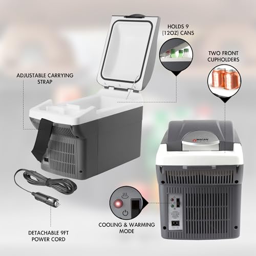 Wagan EL6206 12V 6 Quart Personal Thermoelectric, 6 Liter Capacity, Portable Electric Cooler Warmer with 12/24V DC, Small ...