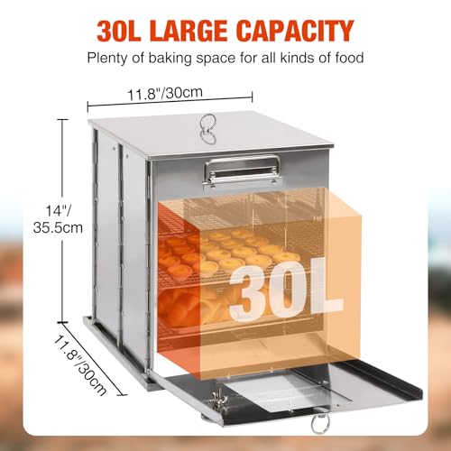 REDCAMP 14"H Foldable Camping Oven with 2 Tier Grill, Stainless Steel Portable Camping Stove for Baking Cinnamon Rolls, Br...