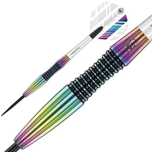 WINMAU Elektra 90% Tungsten Darts with Prism Flights and Vecta Shafts (Stems) Steel Tip & Soft Tip