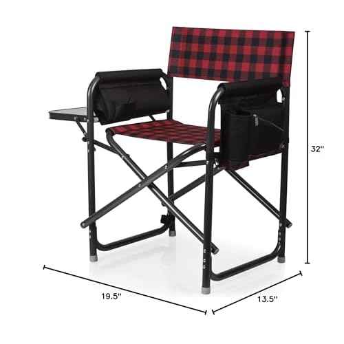 Picnic TIME Outdoor Directors Chair with Side Table, Beach Chair for Adults, Camping Chair with Table