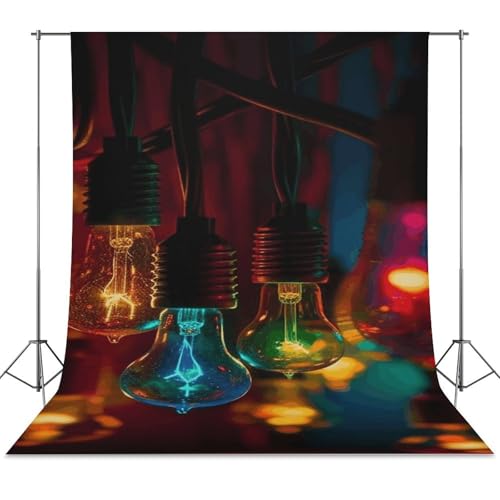Colored Light Bulbs Backdrop Background for Photography High Density Polyester Fabric Background Banner Seamless Photo Boo...
