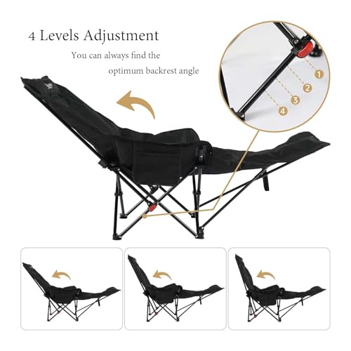 Dual Purpose Folding Camping Cot and Chair with Removable Footrest for Adults, Easy-to-Assemble Adjustable Sleeping Chair ...