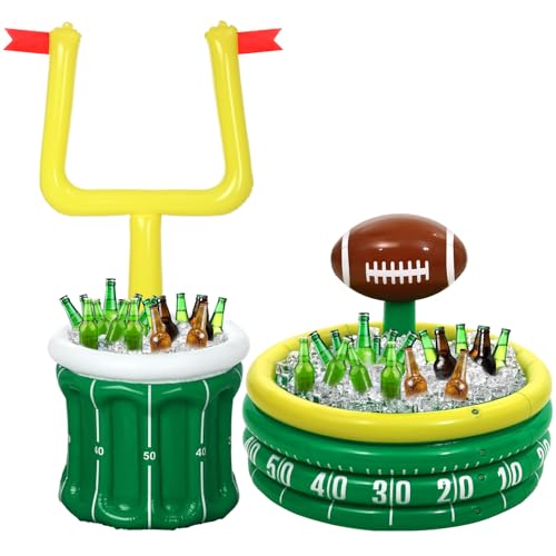 Bencailor 2 Pcs Inflatable Football Cooler for Parties Blow up Drink Rugby Cooler Party Decorations Football Party Supplie...