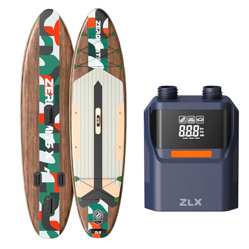 ZLX 10'6" Inflatable Stand Up Paddle Board with 50PSI Electric Paddle Board Pump