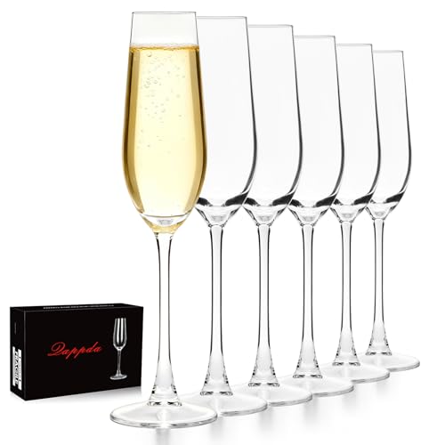 Champagne Flutes 7.5oz, Champagne Glasses Set of 6,Unique Gift for Birthday, Wedding, Anniversary, Wedding Toasting Glasse...