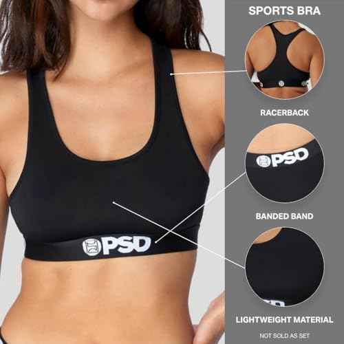 PSD Underwear Womens Sports Bra - Modal Blend, Medium Support Sports Bras for Women, Womens Racerback Sports Bras