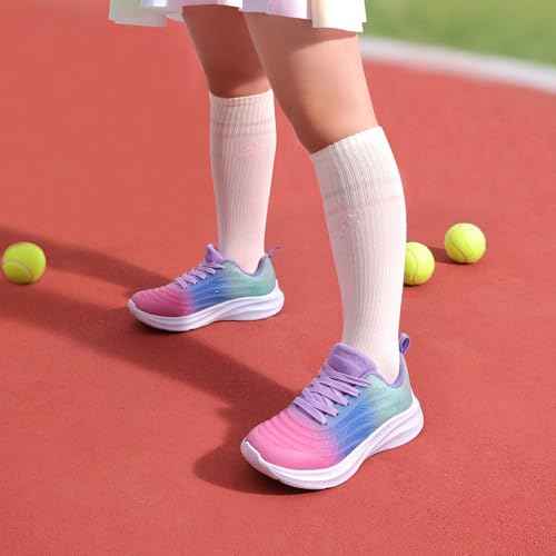 DREAM PAIRS Girls Boys Shoes Kids Lace up Tennis Sparkle Glitter Athletic Running Sneakers