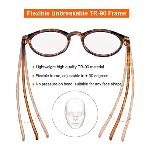 Gleyemor Blue Light Glasses for Men Women, Vintage Round Frame Computer Eyeglasses