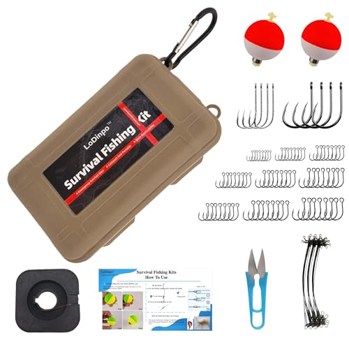 LoDinpo Mini Survival Fishing Kit Small Emergency Fishing TackleBox Pocket Outdoor Fishing Set Travel Party Fishing shoebo...