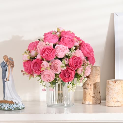 MARTINE MALL 4 Packs Peonies Artificial Flowers, Mixed Pink Artificial Peonies, Silk Peonies Flowers Fake Peonies Artifici...