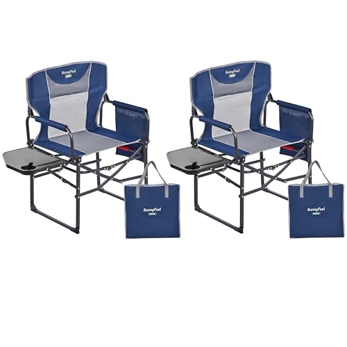 SUNNYFEEL Camping Directors Chair, Heavy Duty,Oversized Portable Folding Chair with Side Table, Pocket for Beach, Fishing,...