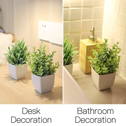 Der Rose 2 Pack Small Fake Plants Mini Artificial Potted Plants for Table Desk Home Laundry Room Bathroom Office Decor