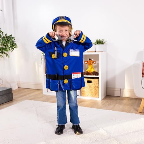 Melissa & Doug Police Officer Costume Dress-Up Set for Kids (8-Piece) – Pretend Play Uniform with Badge, Hat, Handcuffs & ...